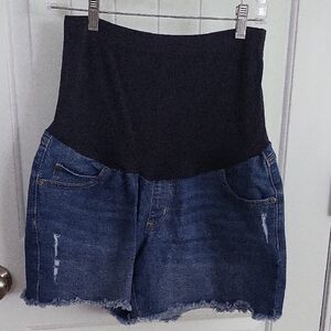 Sonoma Blue Maternity Jean Shorts with Elastic Waistband